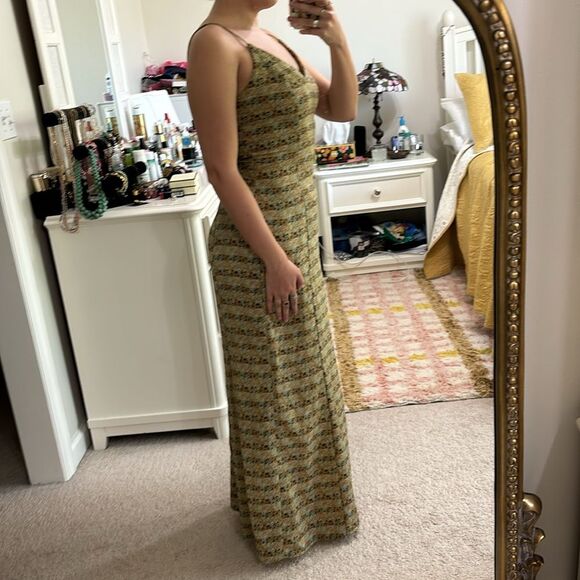 Vintage 90’s Dress S Wear Micro Floral Vneck Rampage Neutral Maxi Y2K 20… - Picture 2 of 7